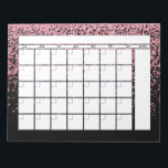 Black Blush Pink Glitter Monthly Planner Calendar Notepad<br><div class="desc">Elegant Black and Rose Gold/Blush Pink Glitter Monthly Planner Calendar Tearaway Notepad featuring girly glam sparkle glitter falling luxuriously onto an elegant black background behind a reusable monthly calendar planner. Plenty of space for your details and notes. Great for your home, dorm, office, or classroom! Perfect for your luxury aesthetic....</div>