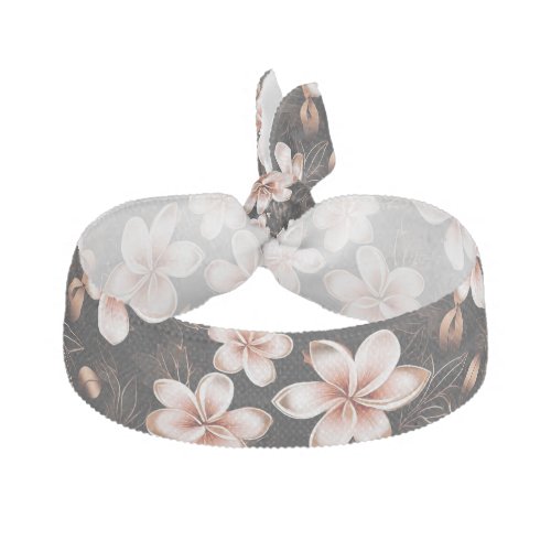 Black Blush Pink Rose Gold Floral Elastic Hair Tie