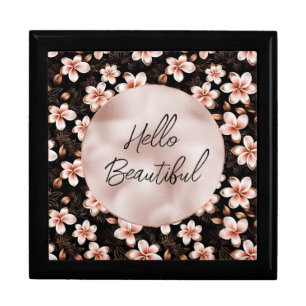 Black Blush Pink Rose Gold Floral Gift Box