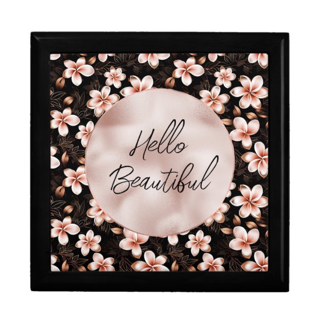 Black Blush Pink Rose Gold Floral Gift Box (Front)