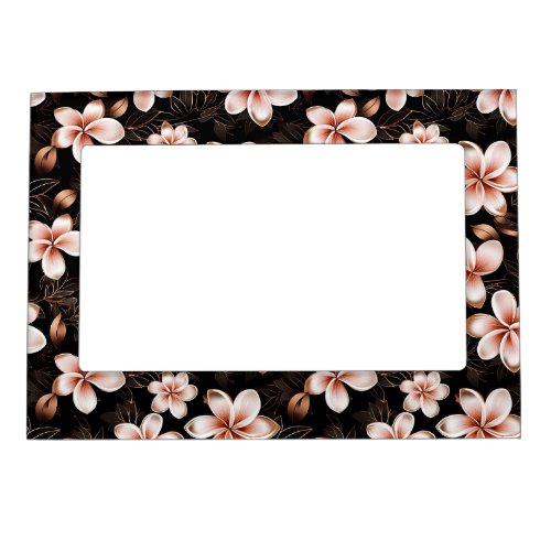 Black Blush Pink Rose Gold Floral Magnetic Frame