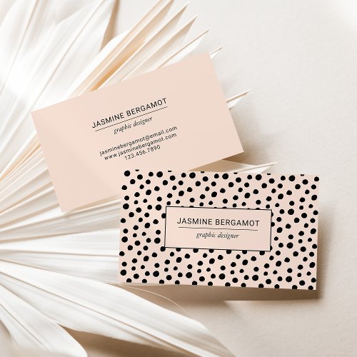 Black Blush Scattered Dots Pattern Business Card