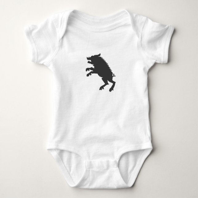 Black Boar  medieval  silhouette Baby Bodysuit (Front)