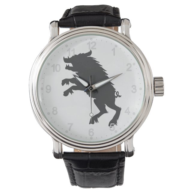 Black Boar  medieval  silhouette Watch (Front)