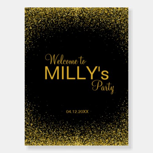 Black Board Golden Letters Welcome Party Sign