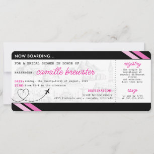 Black Boarding Pass Bridal Shower Invitation