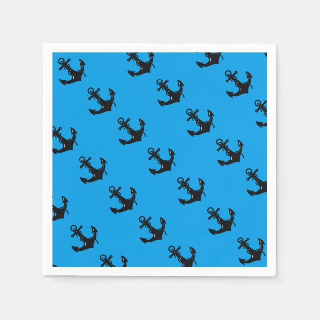 Black Boat Anchor Napkins (Front)