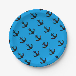 Black Boat Anchor Paper Plates