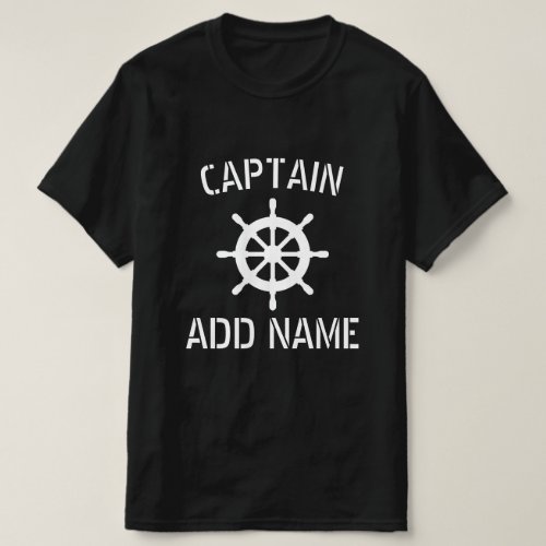 Black boat captain t shirt with wood steer logo