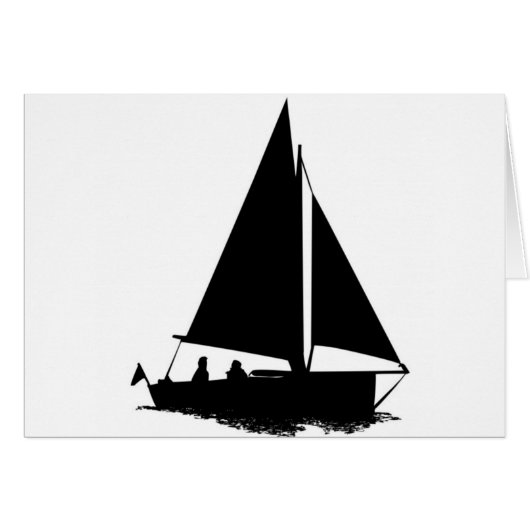 Black Boat Silhouette Cards (Front Horizontal)