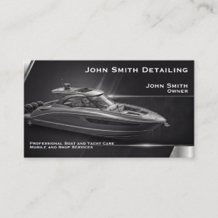 Black Boat Yacht Detailing Washing Repair Business Card