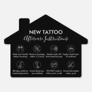 Black Body Art Aftercare Instruction Salon Tattoo Sign