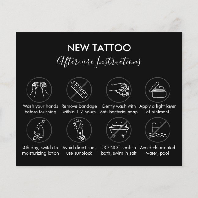 Black Body Art Salon Aftercare Instructions Tattoo Flyer