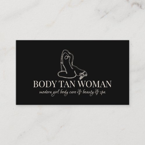 Black Body Woman Line Art Modern Female Business Card