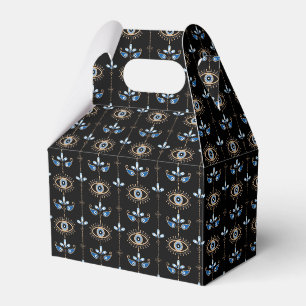 Black bohemian retro evil eye pattern favor boxes