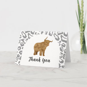 Black Boho Arch Holy Cow Western Baby Shower Letterpress Thank You Card