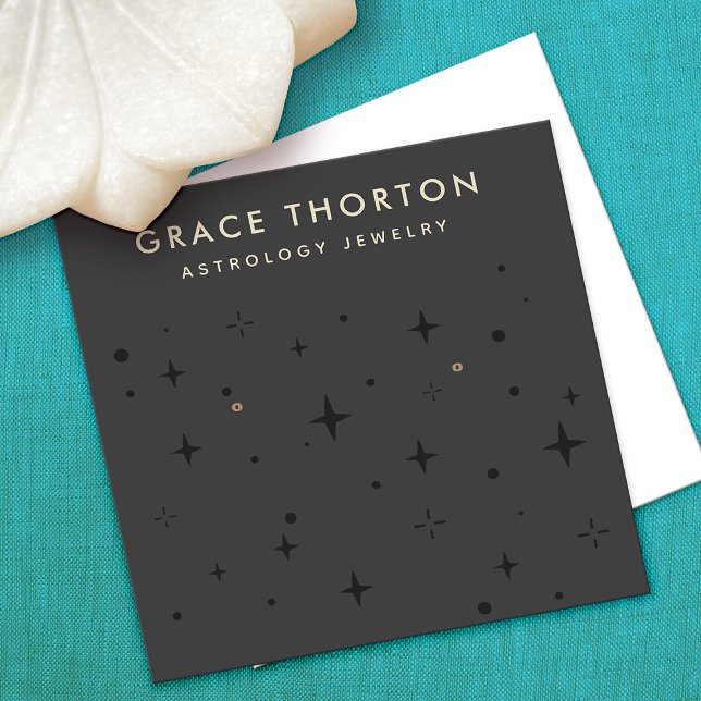 Black Boho Astrology Stars Earring  Display  Square Business Card (Creator Uploaded)