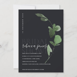 BLACK BOHO EUCALYPTUS FOLIAGE BRIDAL SHOWER INVITE