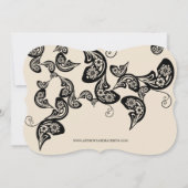 Black Boho Floral Peacock Photo Save The Date Card (Back)