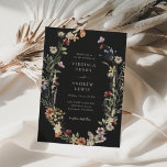 Black Boho Floral Wedding Invitation<br><div class="desc">This stylish & elegant wedding invitation features gorgeous hand-painted watercolor wildflowers arranged as a lovely wreath perfect for spring,  summer,  or fall weddings. Find matching items in the Moody Black Boho Wildflower Wedding Collection.</div>
