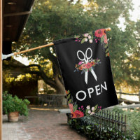 Black Boho Flowers Open Hair Salon