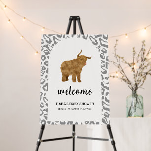 Black Boho Holy Cow Baby Shower Welcome Sign