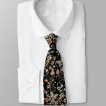 Black Boho Neck Tie<br><div class="desc">Black Boho neck tie. This stylish & elegant Boho necktie features gorgeous hand-painted watercolor wildflowers arranged in a lovely pattern. Find matching items in the Moody Black Boho Wildflower Wedding Collection.</div>