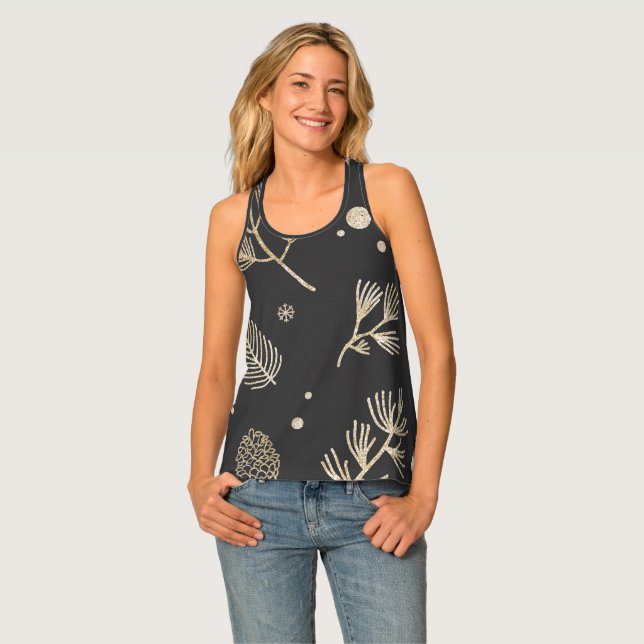 Black Boho Racerback Tank Top (Front Full)