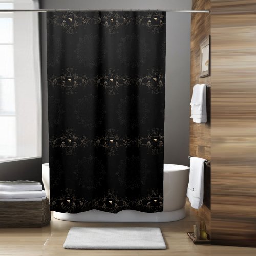 Black Boho Shower Curtain