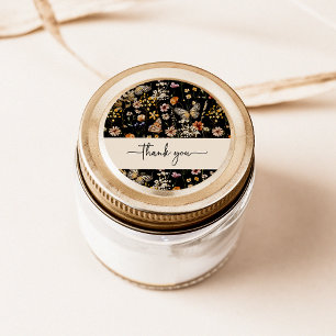 Black Boho Thank You Sticker