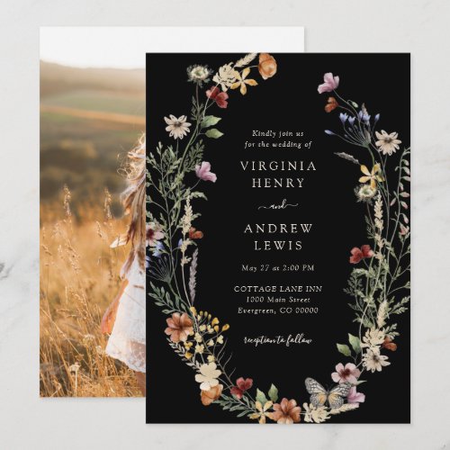 Black Boho Wedding Invitation