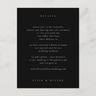 Black Boho Wedding Modern Enclosure Card