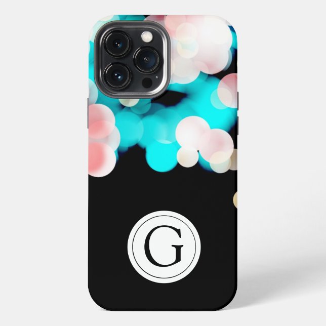 Black Bokeh Personalized Monogram Iphone Case (Back)