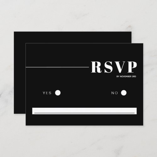 Black bold and chic typography minimalist wedding RSVP card