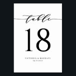 Black Bold and Simple Minimalist Script Wedding Table Number<br><div class="desc">Add an elegant black and white accent to your event with these customizable table numbers cards. It features a black simple calligraphy script and classic typography. Personalize by adding names, date and table numbers. This simple script table number card is perfect for weddings, bridal showers, baby showers and so much...</div>