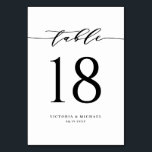 Black Bold and Simple Minimalist Script Wedding Table Number<br><div class="desc">Add an elegant black and white accent to your event with these customizable table numbers cards. It features a black simple calligraphy script and classic typography. Personalize by adding names, date and table numbers. This simple script table number card is perfect for weddings, bridal showers, baby showers and so much...</div>