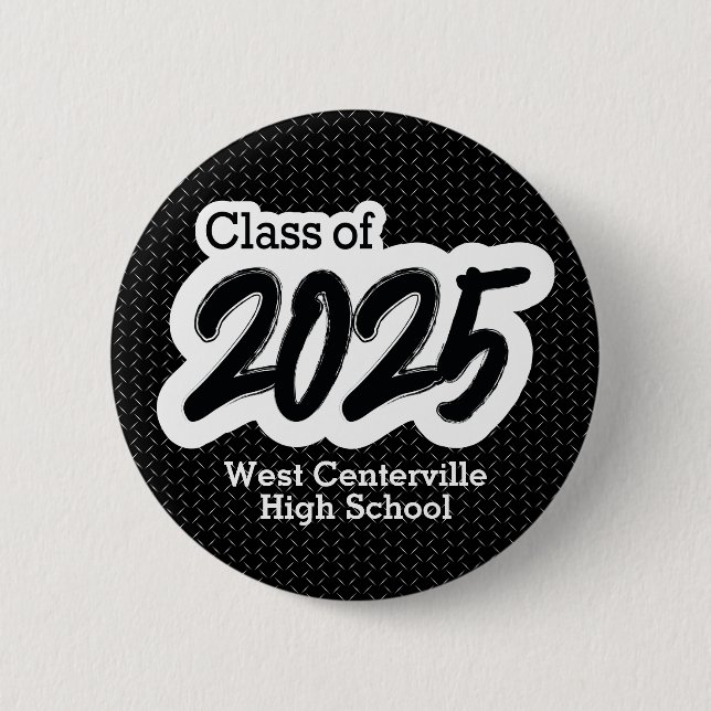 Black Bold Brush Class of 2025 Button (Front)