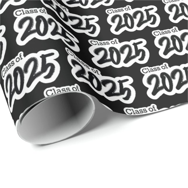 Black Bold Brush Class of 2025 Wrapping Paper (Roll Corner)