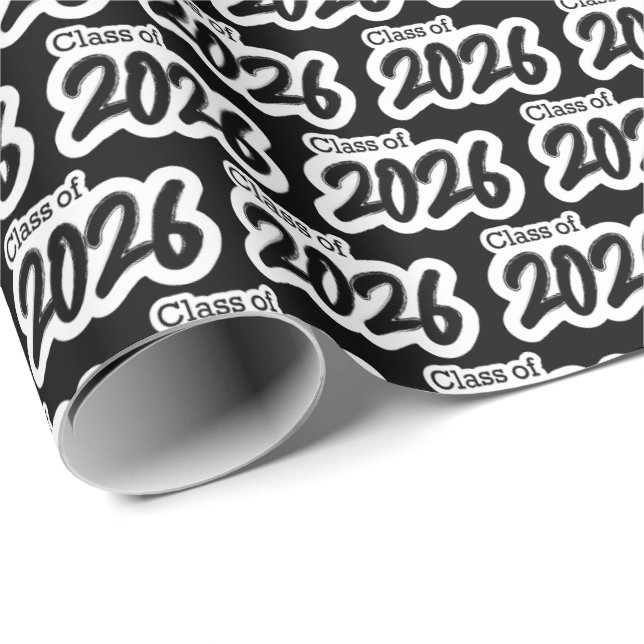 Black Bold Brush Class of 2026 Wrapping Paper (Roll Corner)