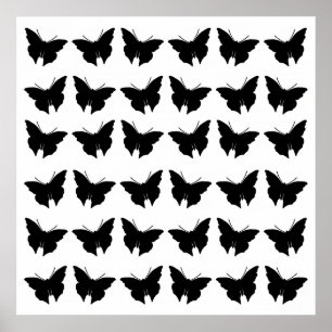 Black Bold Butterflies Poster