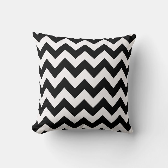 Black Bold Chevron Throw Pillow (Front)