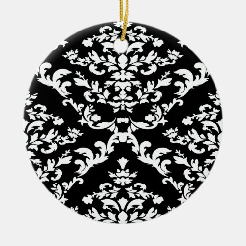 Black Bold Damask at Emporiomoffa Ceramic Ornament