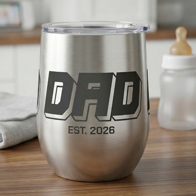 Black Bold Established New Dad Gift Thermal Wine Tumbler (Creator Uploaded)