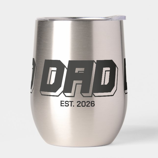 Black Bold Established New Dad Gift Thermal Wine Tumbler (Left)
