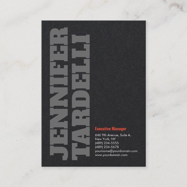Black Bold Grey Font Minimalist Modern Elegant Business Card (Front)