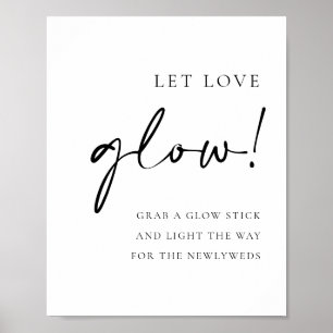 Black Bold Handritten Script Let Love Glow Wedding Poster
