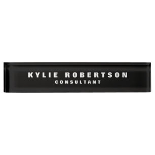 Black Bold Legible Professional Trendy Modern Desk Name Plate
