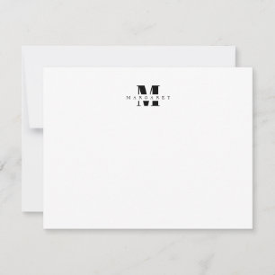 Black Bold Letter Simple Monogram Name Note Card
