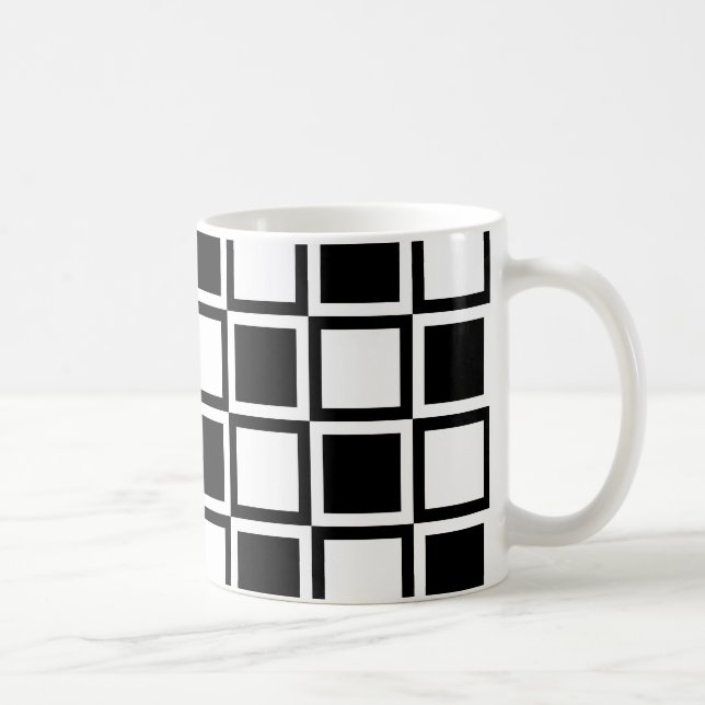 Black Bold Mod Squares Coffee Mug (Right)