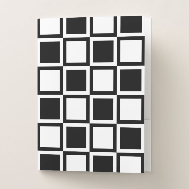 Black Bold Mod Squares Pocket Folder (Front)